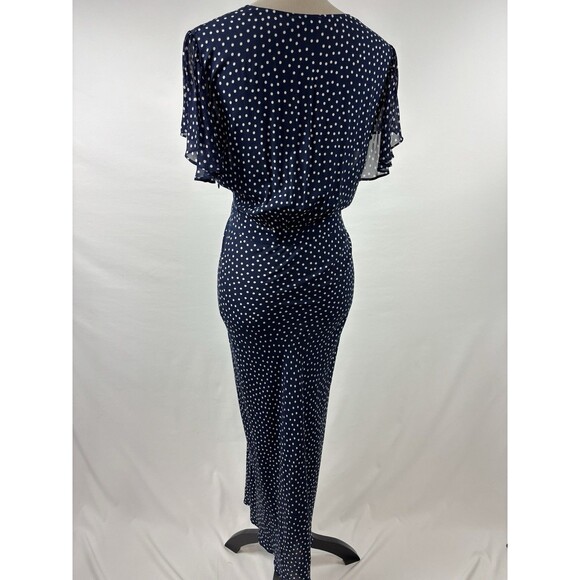 Rixo Maxi Florida Dress Bohemia Dots Navy Blue White Polka Dots 14 Short Sleeve - Picture 2 of 11